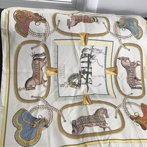 100% authentic HERMES Elegant Equestrian Print Scarf
